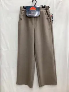 【T623】暖かワイドパンツ☆[LL/ベージュ杢]裏側ぽかぽか☆ストレッチ素材☆