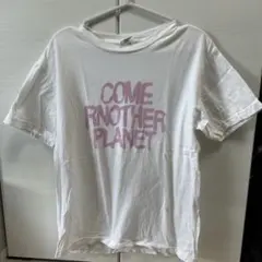 ピンクレタリング半袖Tシャツ　M