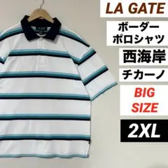 LA GATE ポロシャツ 2XL ボーダー 爽やか 西海岸 チカーノ bboyのサムネイル