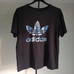 adidas ロゴプリントTシャツ ◀Ｌ▶黒