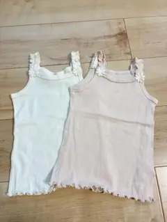 2枚セット　80センチ　キャミソール　綿100% 見えても可愛い肩紐　肌着