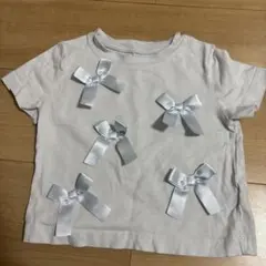 リボン付き 半袖Tシャツ ライトブルー　92cmのサムネイル
