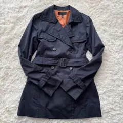 iCB アイシービー トレンチコート ベルト付き ネイビー x オレンジ