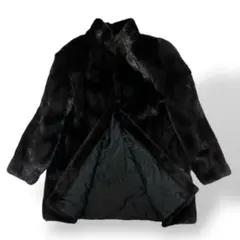 美品　デミバフミンク　サガミンク　袖太　リアルファーコート　XL　裏地スカーフ柄 美品 デミバフミンク サガミンク 袖太 リアルファーコート XL