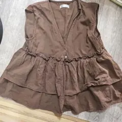ティアード ノースリーブ トップス ブラウン♡のサムネイル