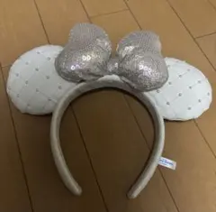 ミッキー耳カチューシャ リボン付き ホワイト
