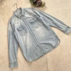 EDWIN⭐️ウエスタンデニムシャツ 長袖 大きめサイズ ブルー XL