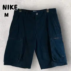 00s NIKE ナイキ ハーフ 半ズボン カーゴパンツ 刺繍ロゴ M ネイビー
