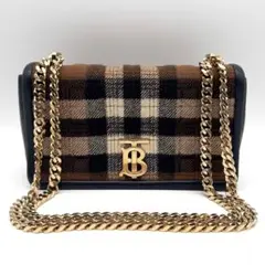 美品　BURBERRY バーバリー　ローラ　カシミヤ　チェーンショルダーバッグ