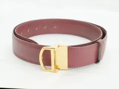 カルティエ マストライン レザー ベルト ブラック ゴールド 黒 金 84cm