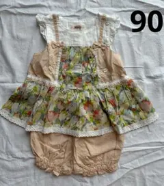 【美品着1】スーリー　フラワープリントミルキースーツ　90サイズ