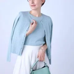 【NOLLY'S ノーリーズソフィ】　ワイドリブクルーネックカーディガン M