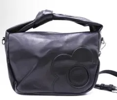 マリークワント　ブラックフラワーモチーフ　ショルダーバッグ　2way