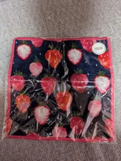 フェイラー　ストロベリードット　ハンカチ　ネイビー×ライトワイン