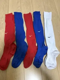 Mizuno サッカーソックス 5足セット 赤 青 白