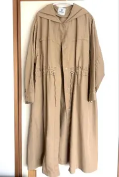 nano universe フード付きロングコート ベージュ