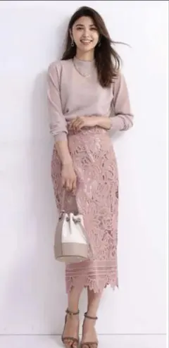 ジャスグリッティーレースロングタイトスカート ホワイトサイズ1