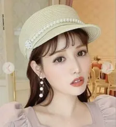Rady パール付き ペーパーキャスケット ナチュラル 一度着用 美品