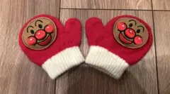 【美品】アンパンマン 手袋 赤　ベビー手袋