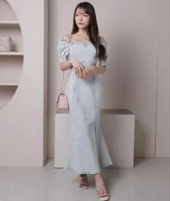 2wayショルダーデニムマーメイドワンピース