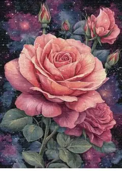 クロスステッチ　キット　薔薇　ピンク