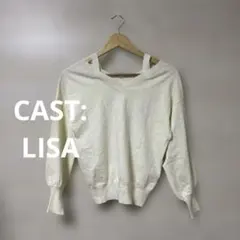 CAST:LISA★アイボリー Vネック オフショルダーセーター プルオーバーのサムネイル