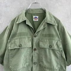 ▼60sヴィンテージ US.ARMY OG-107ユーティリティシャツ S 刺繍
