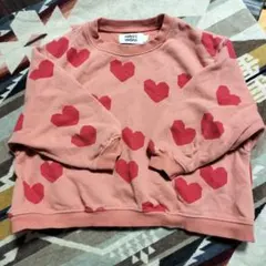 オーバーサイズ　トレーナー　ハート柄 起毛なし