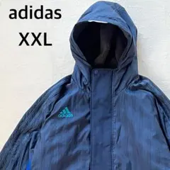 adidas アディダス XXLベンチコート 裏ボアロングマキシ丈 紺ネイビー☆