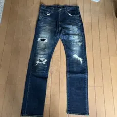 ジャックローズダメージ加工ダークブルーデニムパンツのサムネイル