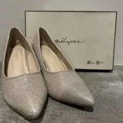 【美品】melupoa シルバー グリッター パンプス
