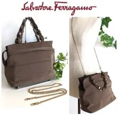 良品 フェラガモ ヴァラ チェーン 2way ハンドバッグ レディース メンズ
