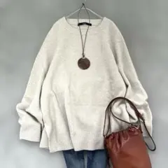 美品✨フレームワーク　ニット　プルオーバー　クルーネック　ウール　ゆったり