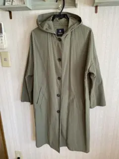 ナノユニバース　オリーブ色 フード付きロングコート