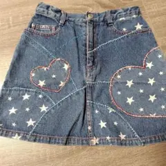 デニムスカート 星とハートステッチ