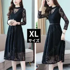 フォーマル ワンピース ドレス 結婚式 お呼ばれ パーティー XL ブラック