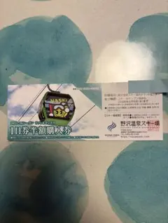 野沢温泉スキー場　1日半額券