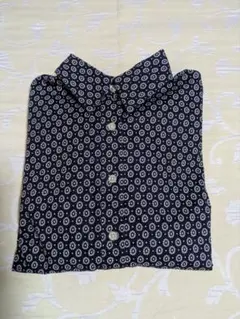 Lands' End 紺地に白の花のような柄長袖シャツ 11AR