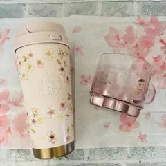 SAKURA2026ステンレスTOGOボトル　耐熱グラス　2点セット　新品スタバ