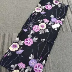 ◇ノー皺加工最高級カルキュロ◇上品黒地菖蒲アヤメ古典浴衣◇しわに