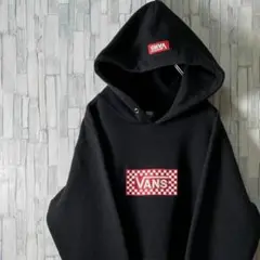 VANS パーカー フーディ ビッグ×スモール刺繍ロゴ ブラック メンズM