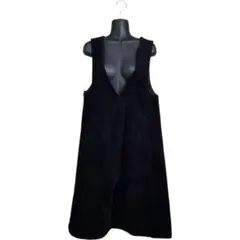 アメリカンホリック　ジャンパースカート　ネイビー　コーデユロイ　ひざ丈　ポケット