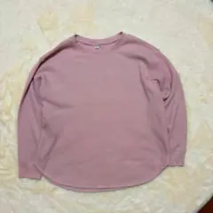 00s old UNIQLO ワッフル クルーネック サーマル ピンク XL