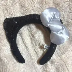 黒い猫耳カチューシャ シルバーリボン