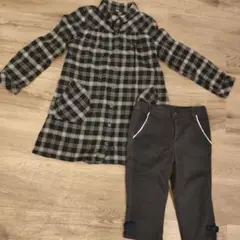 無印良品チェック柄ワンピースとコムサイズムパンツセット 120