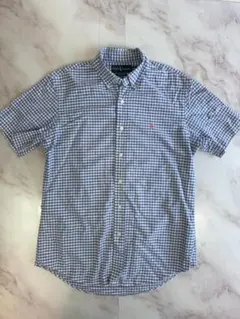 POLO ラルフローレン 半袖シャツ M ブルー チェック カスタムフィット