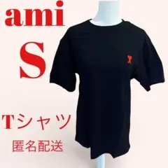 AmiParis 半袖Tシャツ S ブラック ハートロゴ ユニセックス