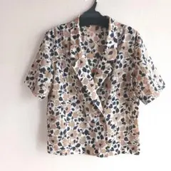 テーラード ジャケット 五分袖 総柄 花柄 薄手 トップス 大きい