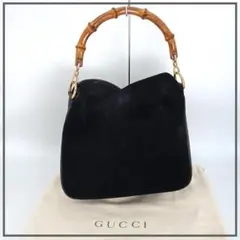 GUCCI グッチ ショルダー ハンド バッグ スエード バンブー ハンドル