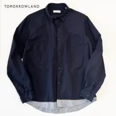 トゥモローランド レギュラーカラーシャツ　ネイビー　切り替え　短丈　レイヤード